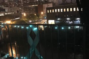 Chicago IL Teal Lights Ribbon Fence